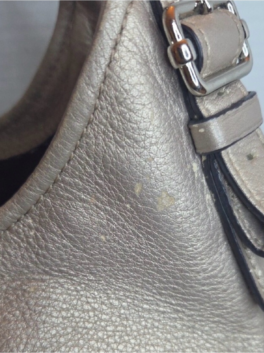 Coach Madison Maggie Metallic Taupe Leather Hobo Bag - Picture 8 of 11